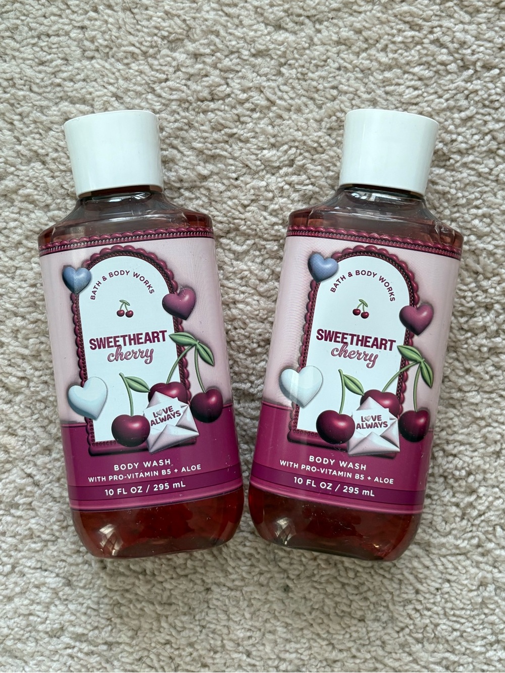 New Bath & Bodyworks SWEETHEART CHERRY Shower Gel Duo